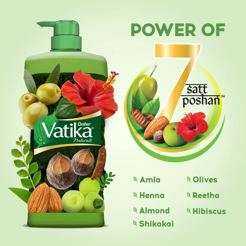 Dabur Vatika Health Shampoo - 340ml | For Smooth, Shiny & Nourished Hair | Repairs Hair damage, Controls Frizz | For All Hair Types | Goodness of Henna & Amla