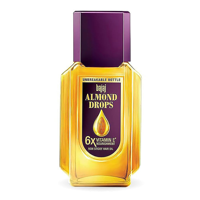 Bajaj Almond Drops Hair Oil, 190ml, 6X Vitamin E, Almond Oil, Light and Non Sticky, Hair Fall Control