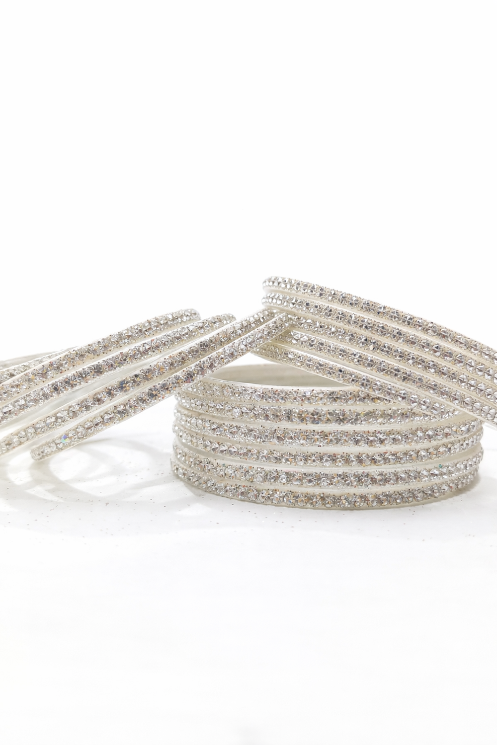 Silver Colour Rhinestone Designer Bangles Set – Pack of 12, Ethnic Jewellery