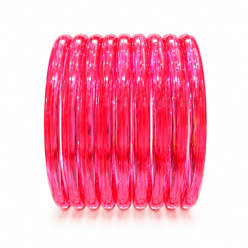 Red Transparent Jelly Bangles for Women & Girls | Pack of 12