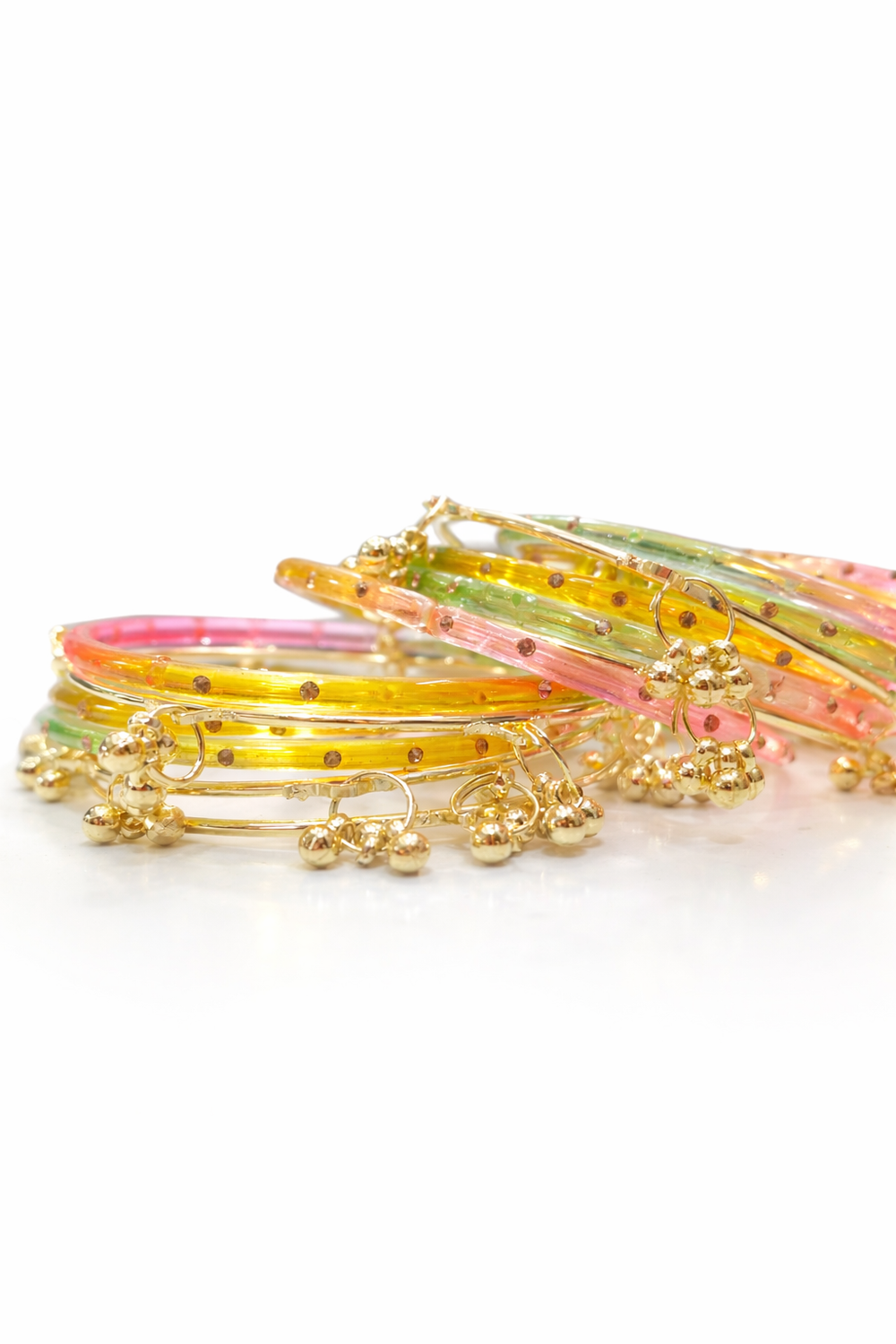 Kashmiri Trending Ghungroo Bangles – Multi Colorful Glass Chudi (Pack of 12)
