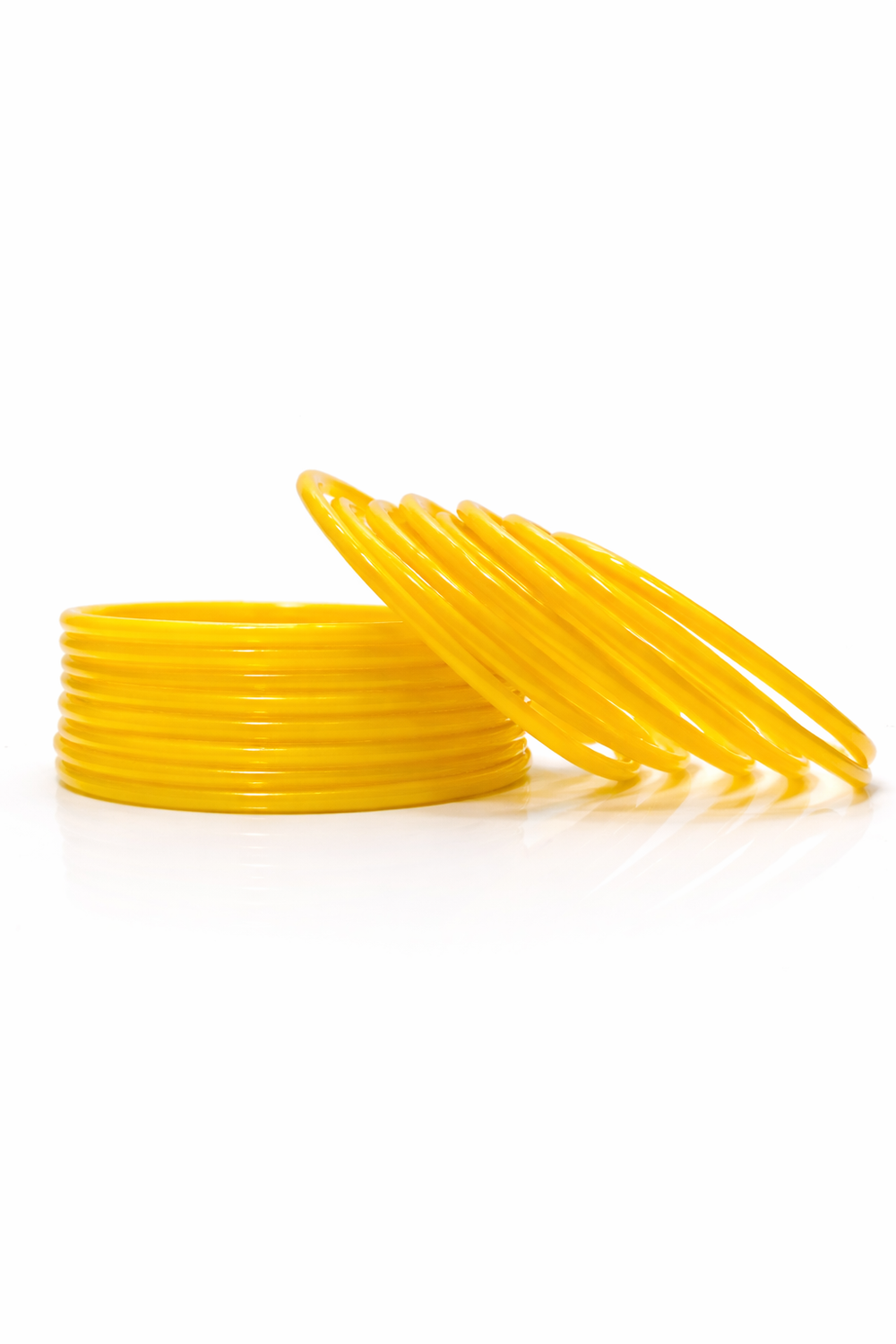 Premium Yellow Colour Plain Glass Bangles Set – Smooth Finish (pack of 24)