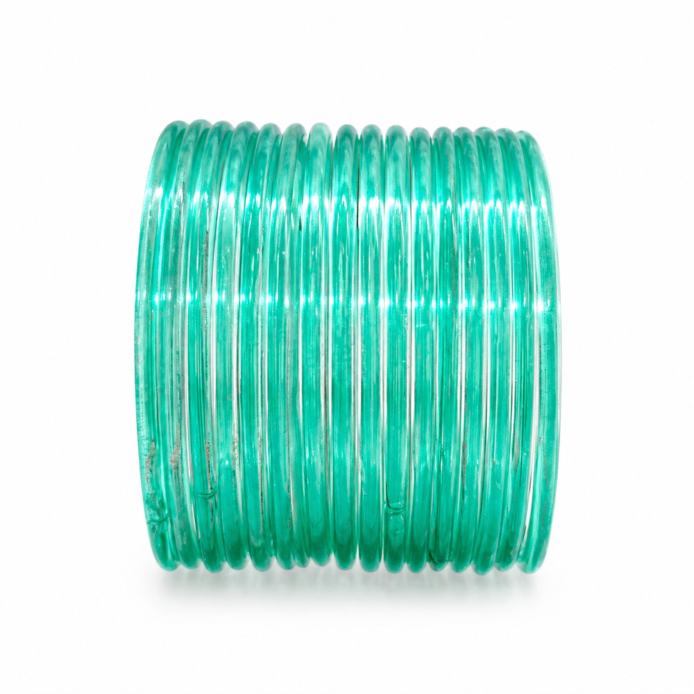 Santro Green Jelly Bangles Set of 24 – Glossy Transparent Stack