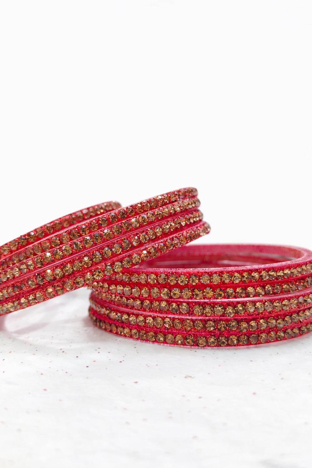Red Colour Crystal Stone Bangles Set – Stylish Ethnic Jewellery set of 12