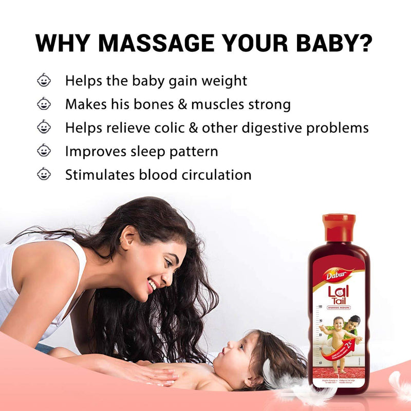 Dabur Lal Tail : Ayurvedic Baby Oil|Clinically Tested 2x Faster Physical Growth for Stronger Bones and Muscles- 200 ml
