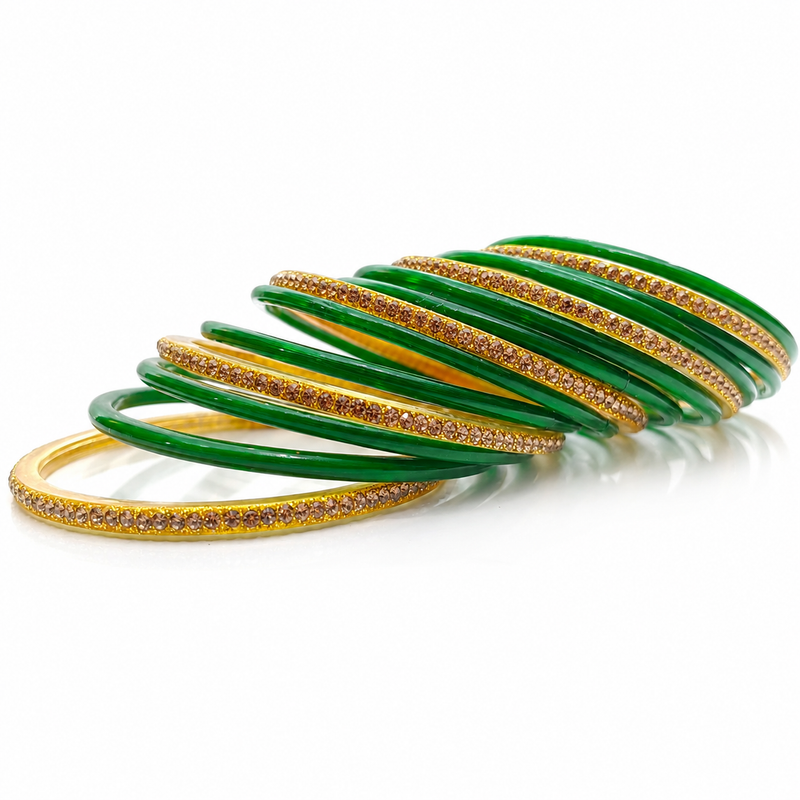 Sawan Special Green Glass Bangles Women & Girls|Set of 32 Pcs