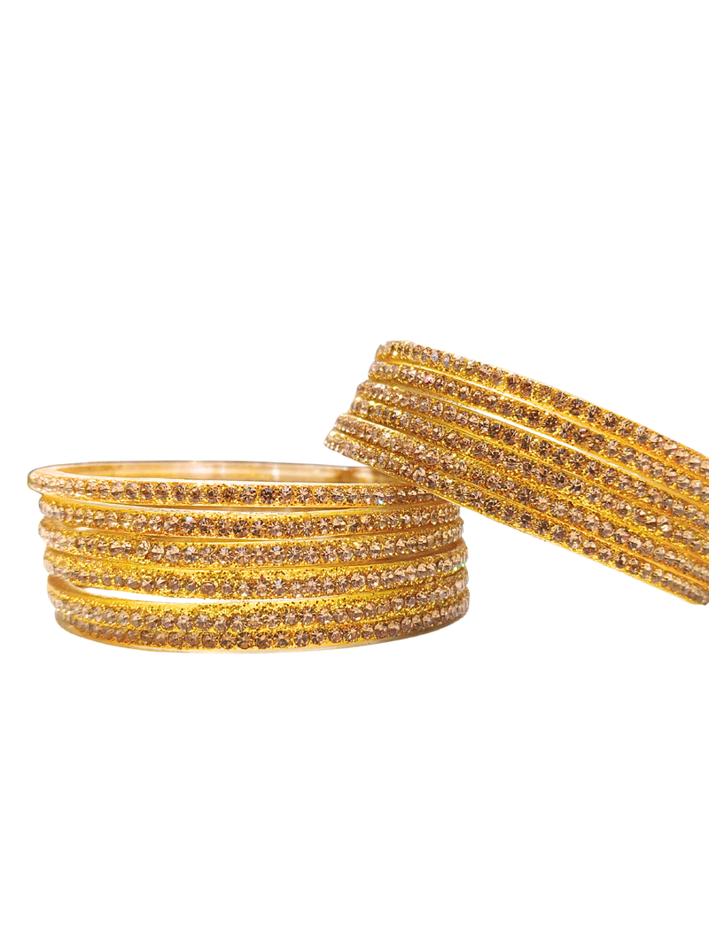 Luxury Golden Sparkle Stone Bangles Set for girls & Women – Pack of 12 Pcs