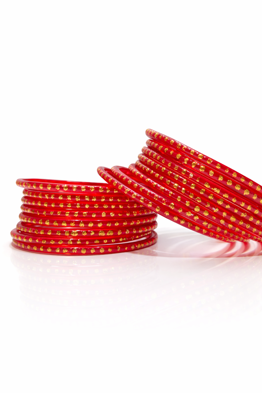 Red Color Traditional Bangles with Gold Stones Set of Bangles (pack of 24)