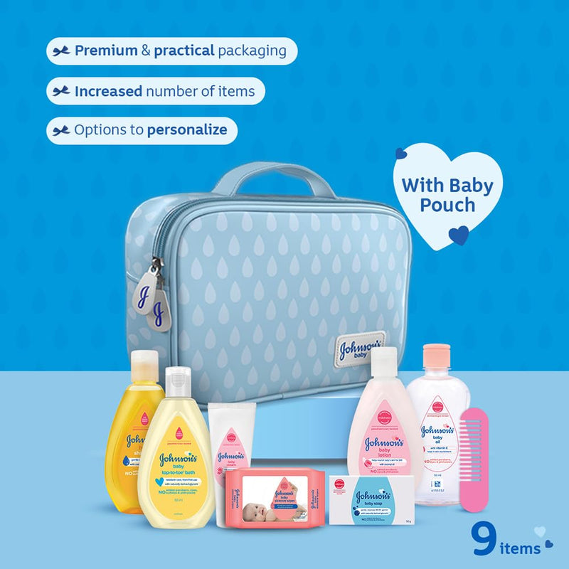 Johnson’s Baby Gift Pack with Pouch (9 Pieces)