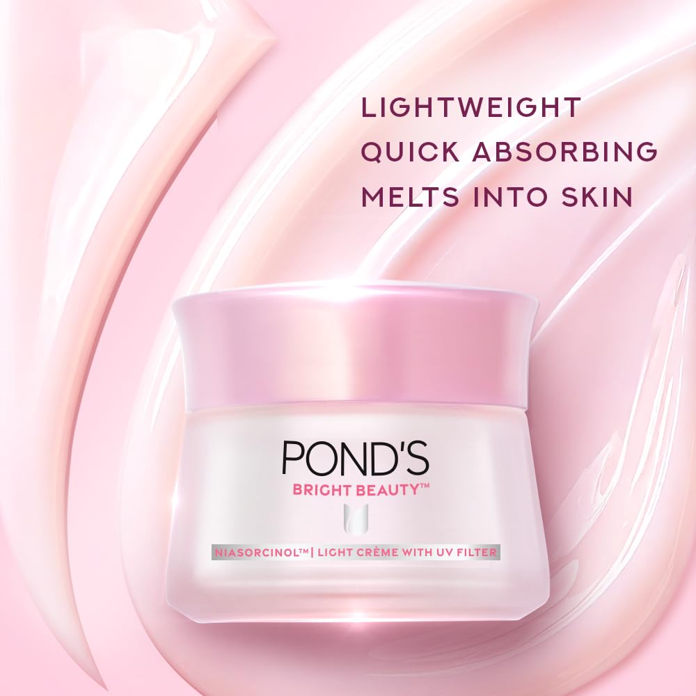Pond's Bright Beauty Light Cream with UV Filter | Niasorcinol | 100x Better than Vitamin C | Niacinamide | Fades Dark Spots, Brightens Skin, 35g