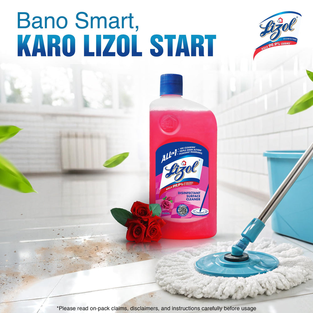 Lizol Disinfectant Surface & Floor Cleaner Liquid, Floral - 500 ml | Kills 99.9% Germs | India's # 1 Floor Cleaner