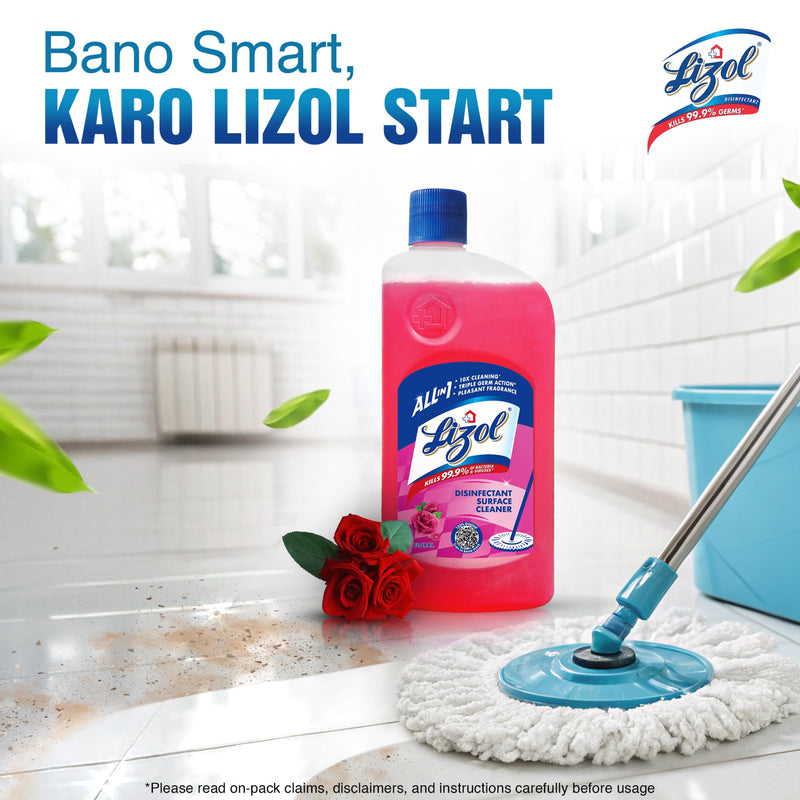 Lizol Disinfectant Surface & Floor Cleaner Liquid, Floral - 500 ml | Kills 99.9% Germs | India's # 1 Floor Cleaner