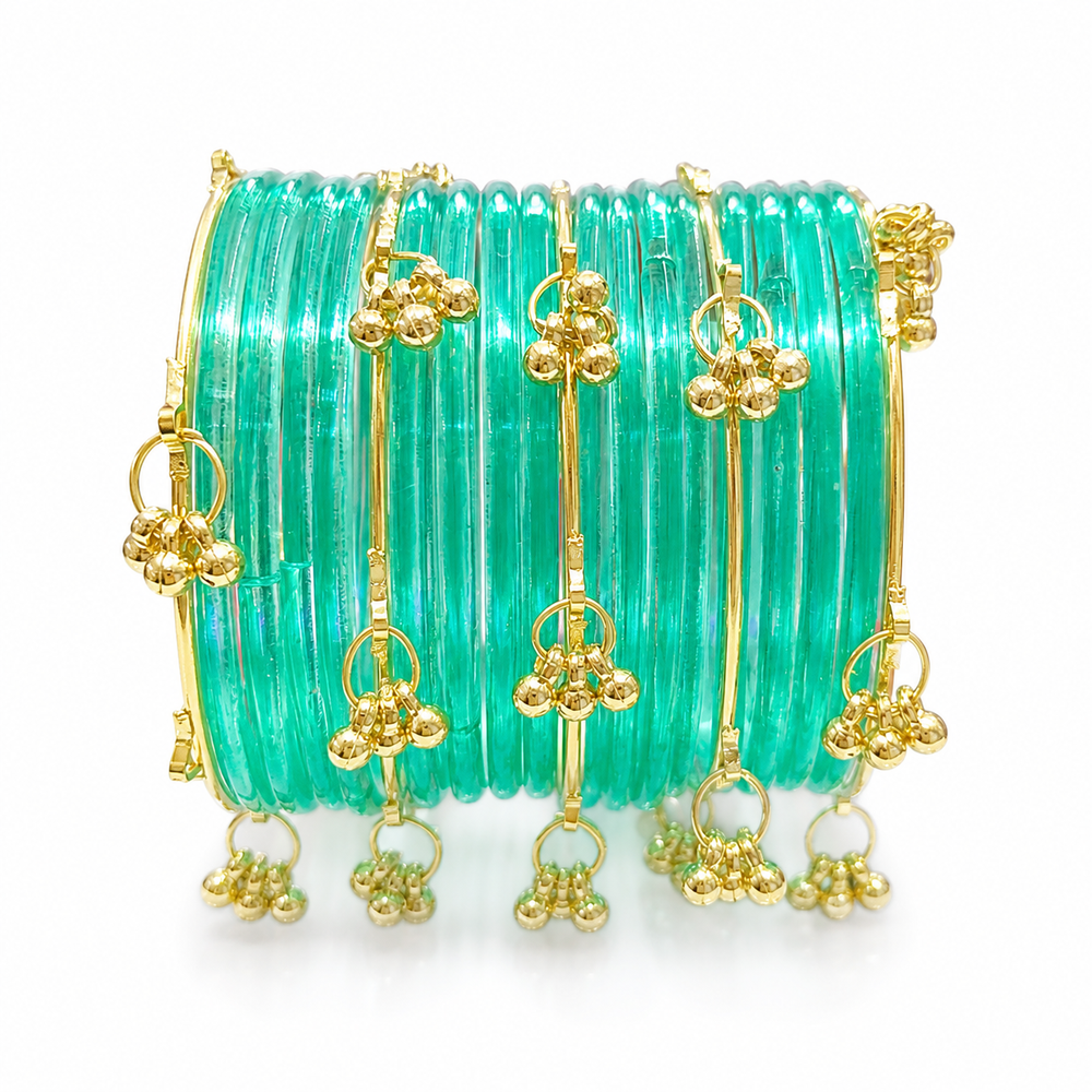 Trendy Jelly Bangles Set with Gold Charm – Lightweight Stylish Daily Wear