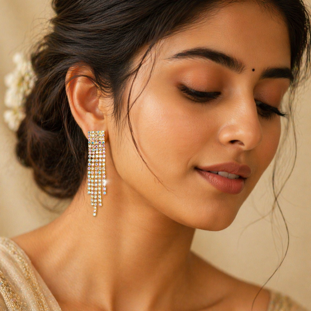 Luxury Anti-Tarnish Crystal Tassel Earrings✨