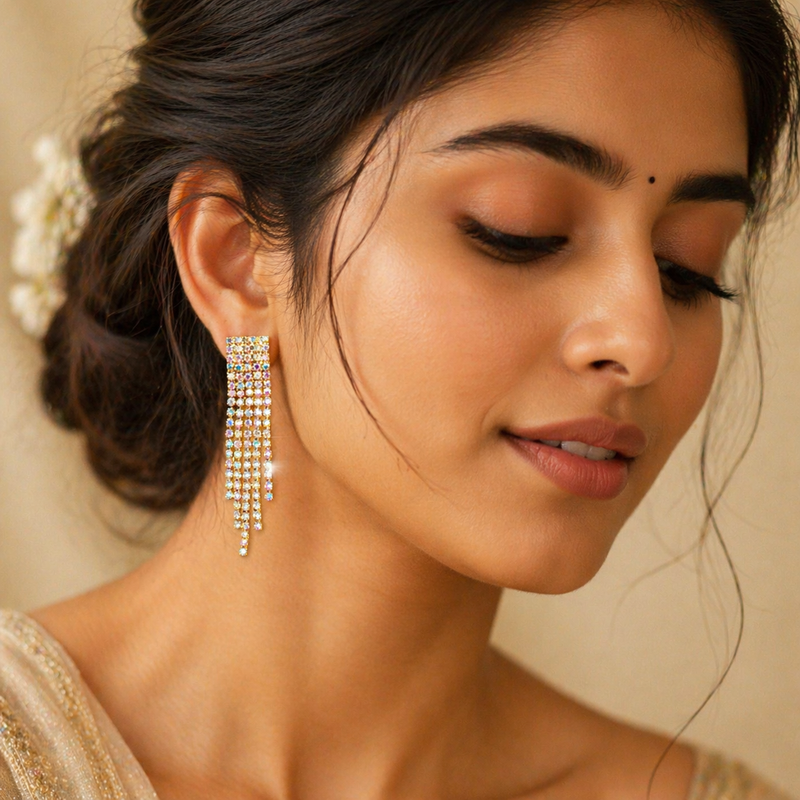 Luxury Anti-Tarnish Crystal Tassel Earrings✨