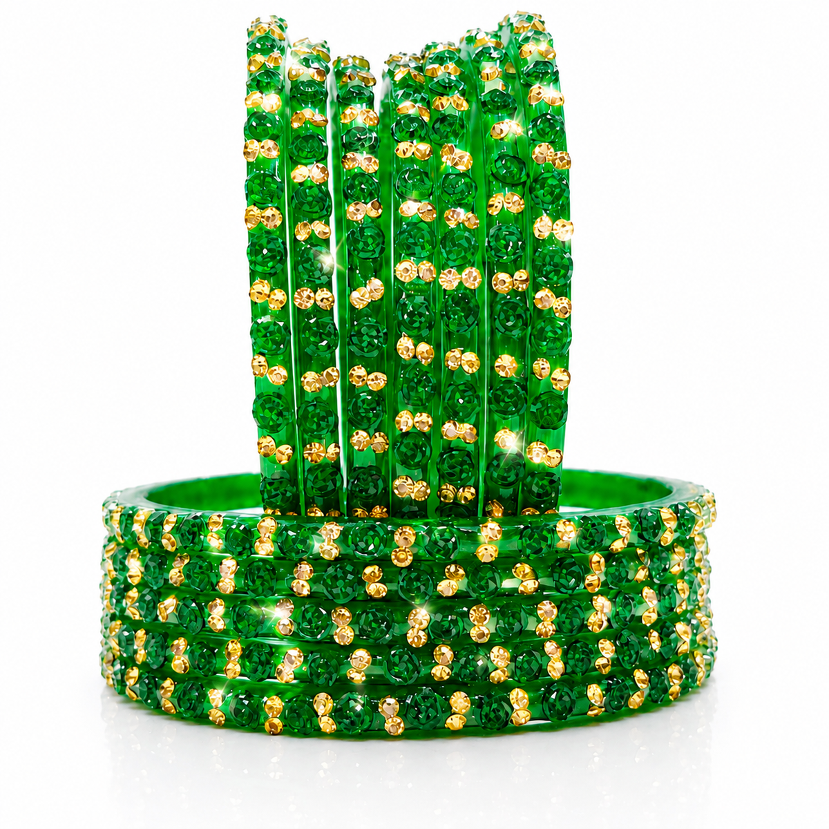 Anti Tarnish New Green Rose Design Bangles for Women & Girls| Pack of 12