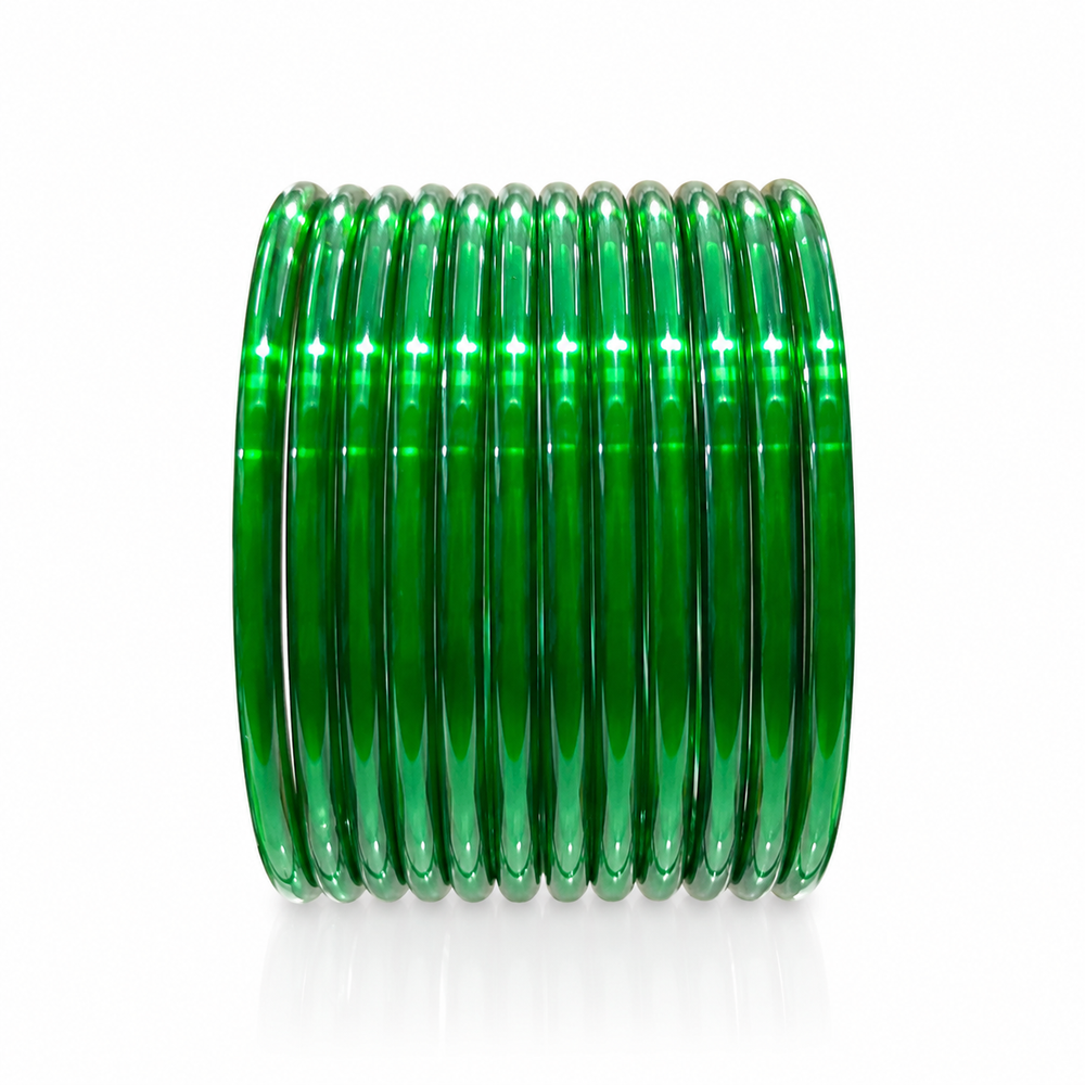 Sawan Special Green Glass Resham Bangles Set – Pack of 20 Pcs