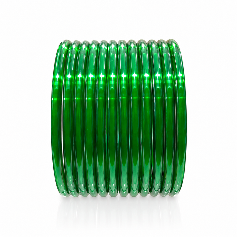 Sawan Special Green Glass Resham Bangles Set – Pack of 20 Pcs