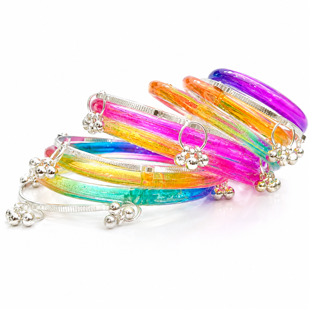 New Trending Multicolor Jelly Bangles with Kashmiri Silver Bangles Set of 8