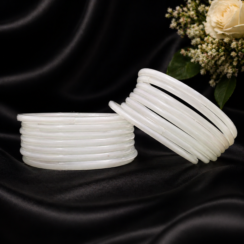 Trendy White Jelly Bangles – Stylish Stackable Set of 24