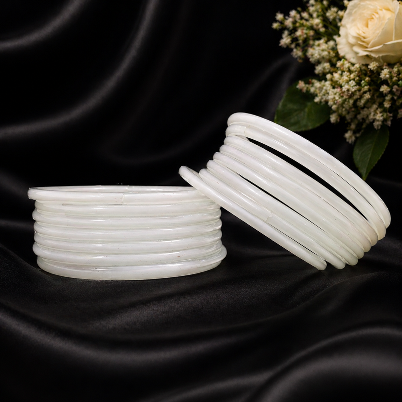 Trendy White Jelly Bangles – Stylish Stackable Set of 24