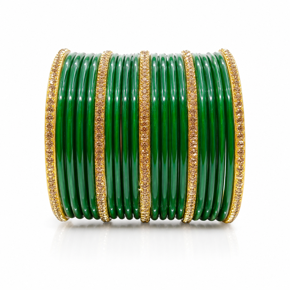 Sawan Special Green Glass Bangles Women & Girls|Set of 32 Pcs