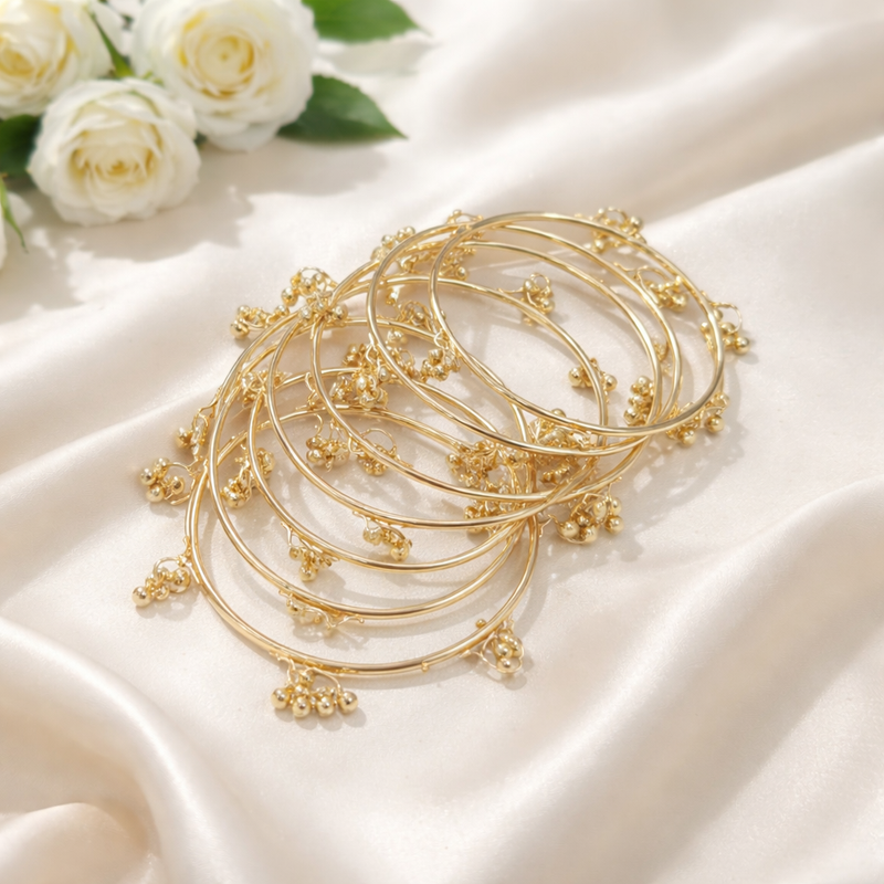 Kashmiri Trending Ghungroo Gold Plated Bangles For women & Girls (Pack of 8)