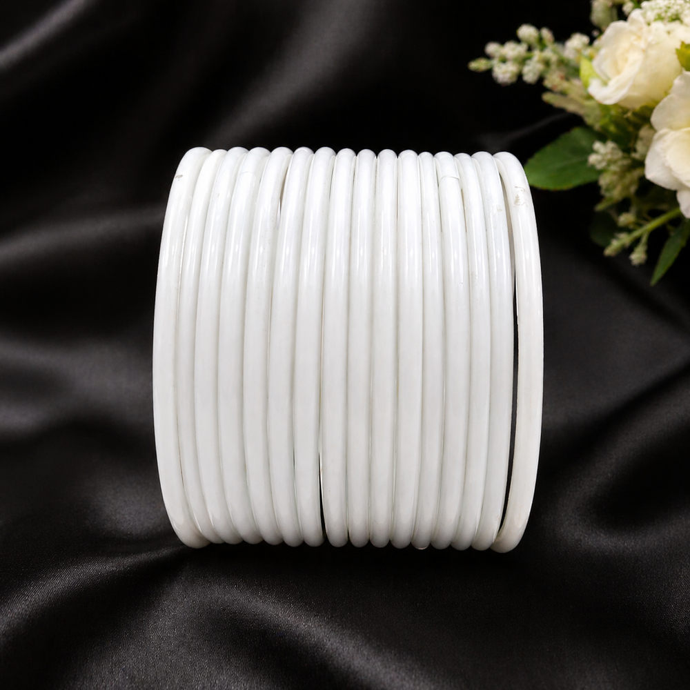 Trendy White Jelly Bangles – Stylish Stackable Set of 24
