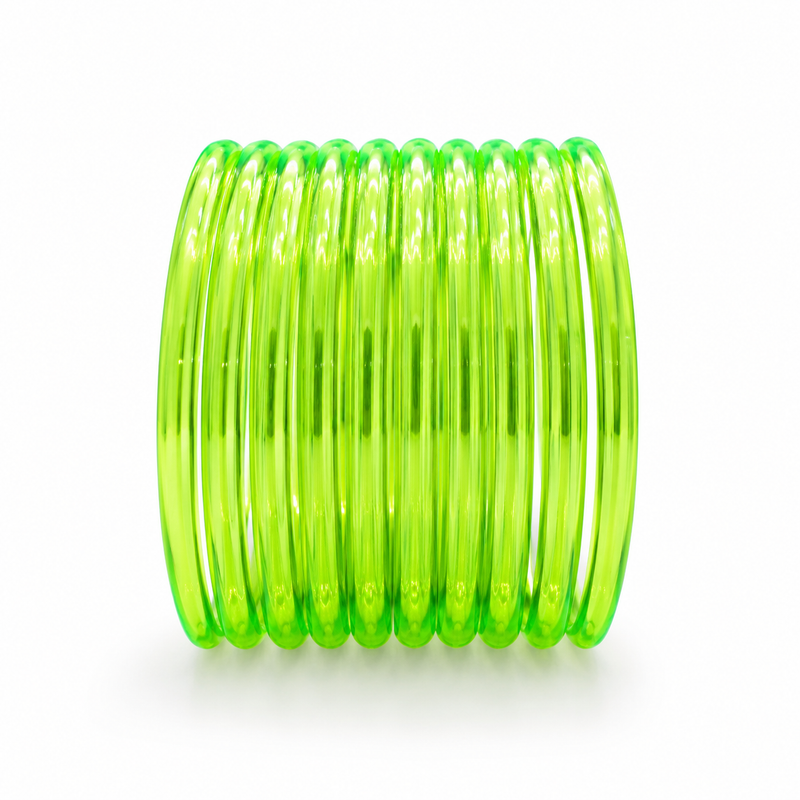 Light Green Jelly Bangles for Women & Girls | Pack of 12