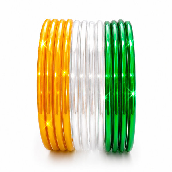 Anti-Tarnish Tiranga Bangles Set | Stylish Tiranga Bangles for Women & Girls✨