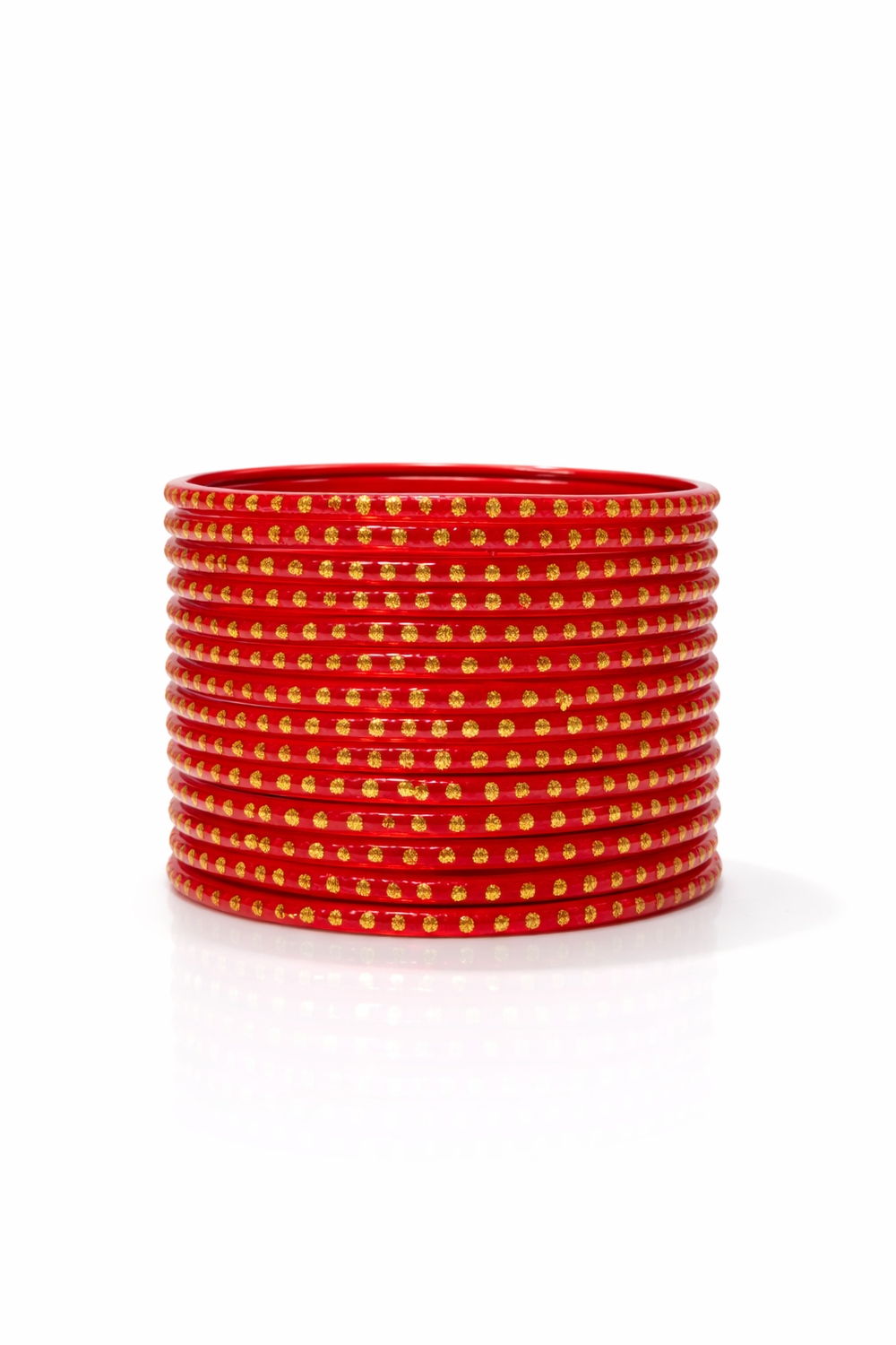 Red Color Traditional Bangles with Gold Stones Set of Bangles (pack of 24)