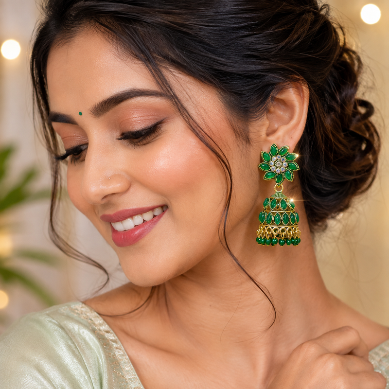 Anti-tarnish Stone plated Green Earrings ✨