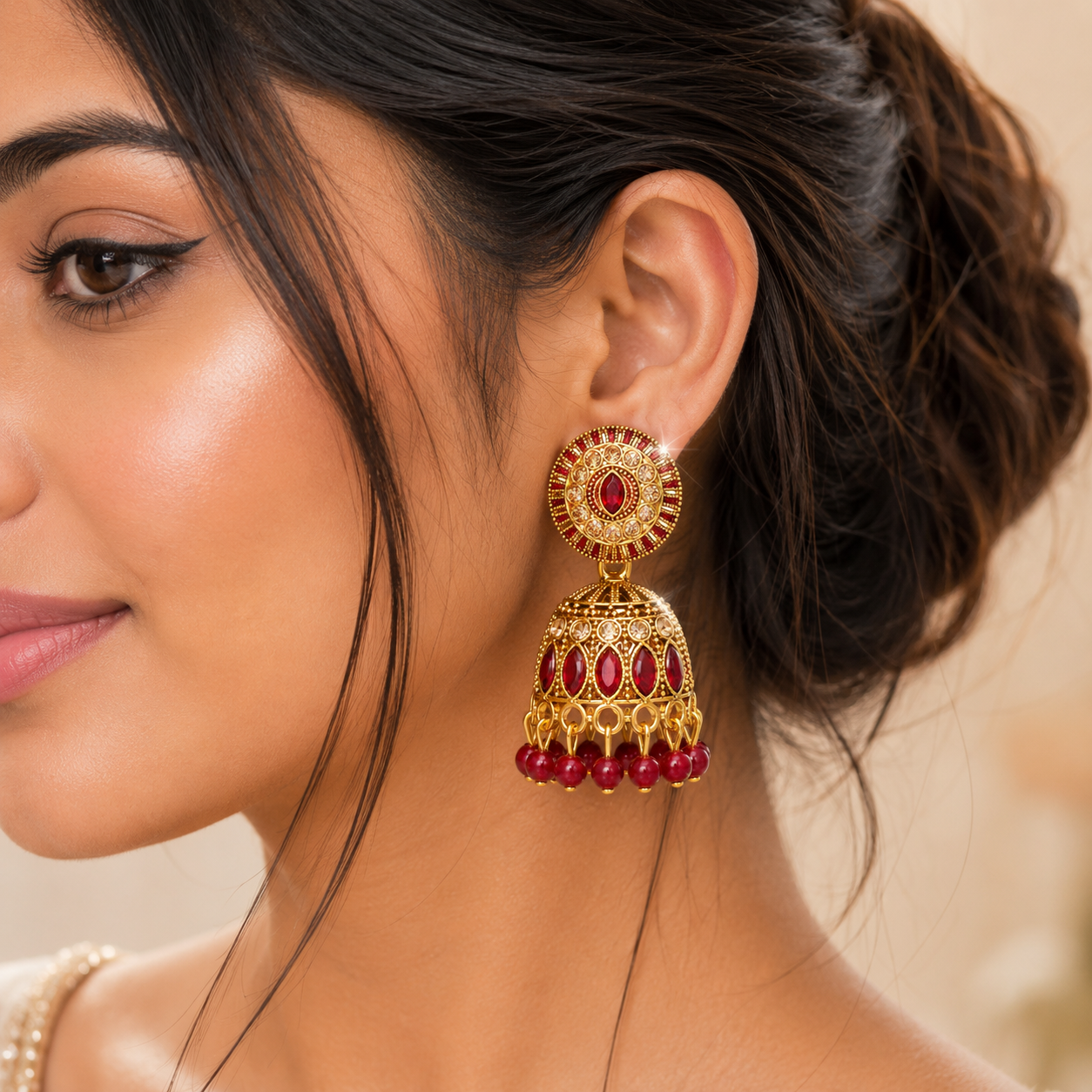 Anti Tarnish Classic Mehrun Stone Hanging Earrings✨