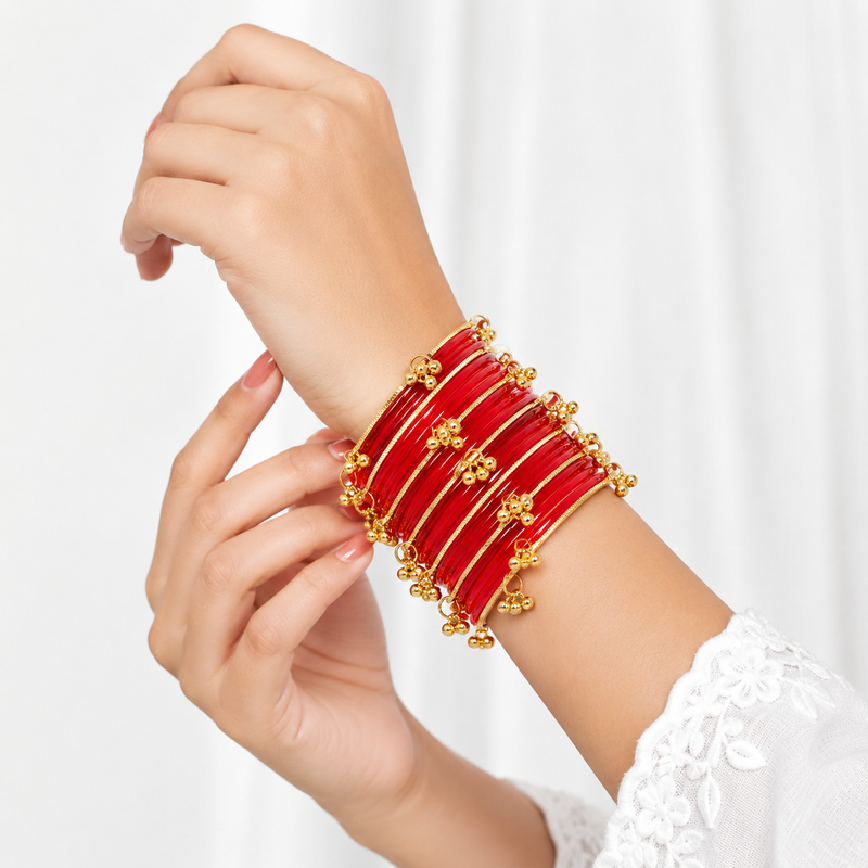 Trendy Red Jelly Kashmiri Style Bangle – Lightweight & Stylish