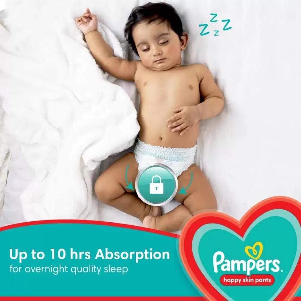 Pampers Happy Sleep Diaper| Pant Style Diaper Medium Size, 30 count | Overnight Protection with upto 10 hrs absorption,30 Count