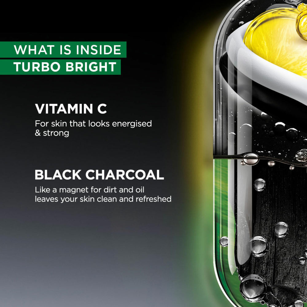 Garnier Men, Face Wash, Brightening & Anti-Pollution, TurboBright Double Action, 150 g