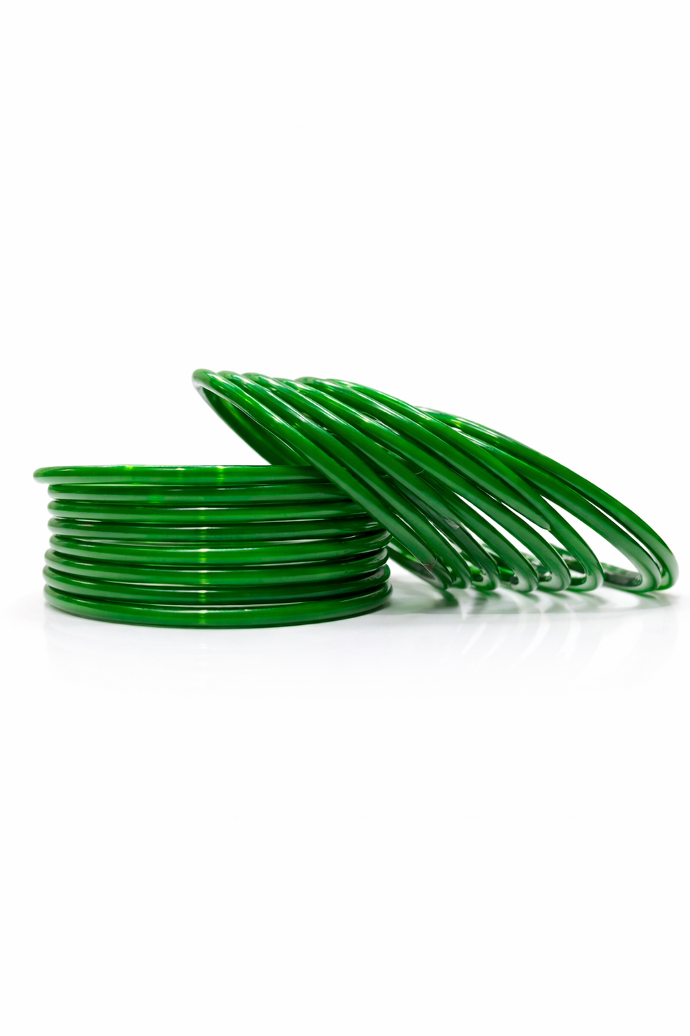 Classic Green Plain Glass Bangles Set Shiny Finish (set of 24)