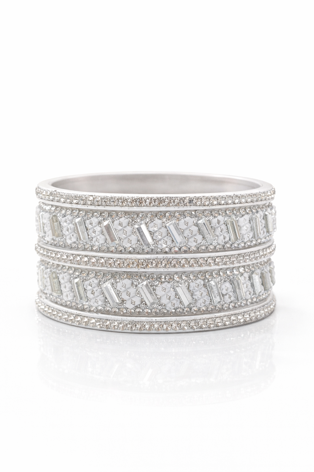 Elegant platinum white crystal-studded designer bangles crafted for girls and women Bangles set