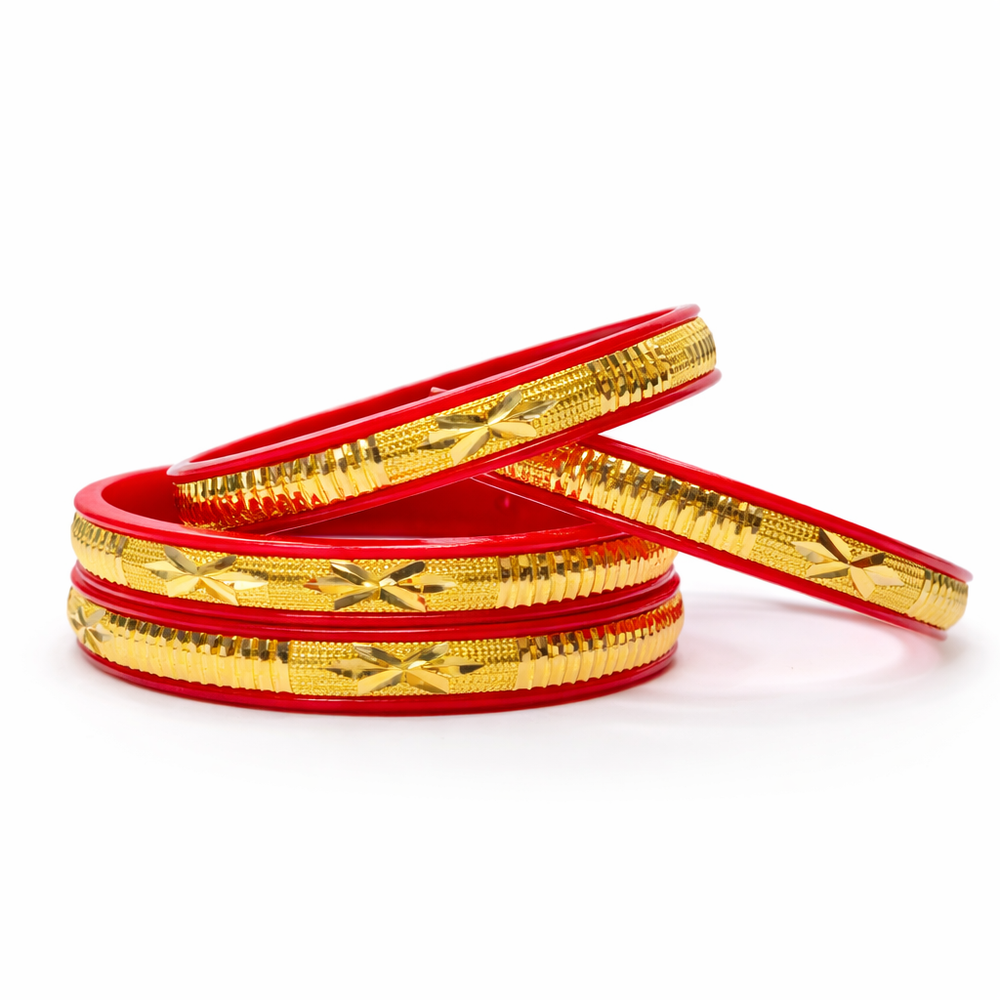 Luxury Red & Gold Crystal Traditional Ethnic Bangles