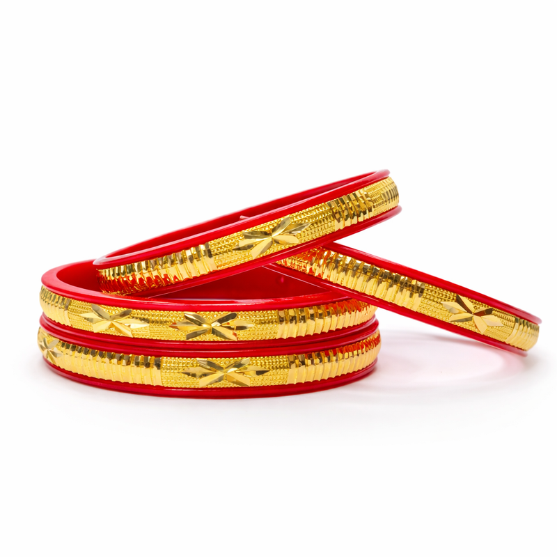 Luxury Red & Gold Crystal Traditional Ethnic Bangles