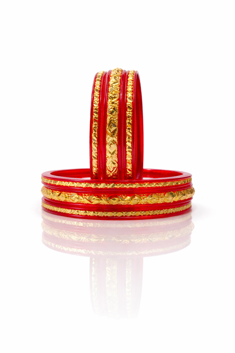 Traditional Red Designer Bangles with Anti-Tarnish Finish