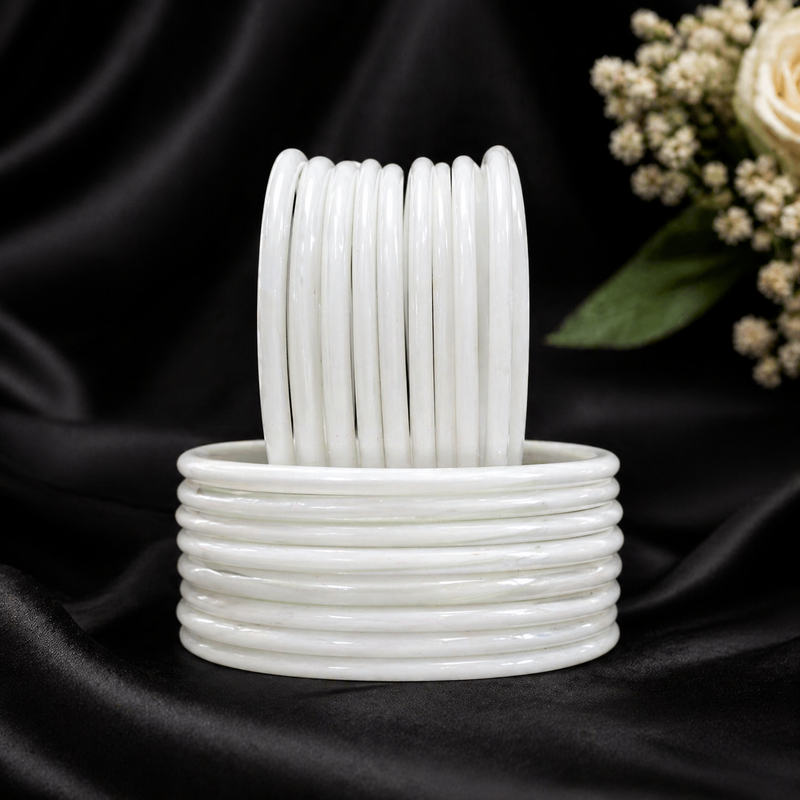 Trendy White Jelly Bangles – Stylish Stackable Set of 24