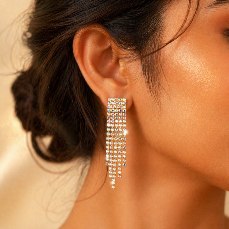 Luxury Anti-Tarnish Crystal Tassel Earrings✨
