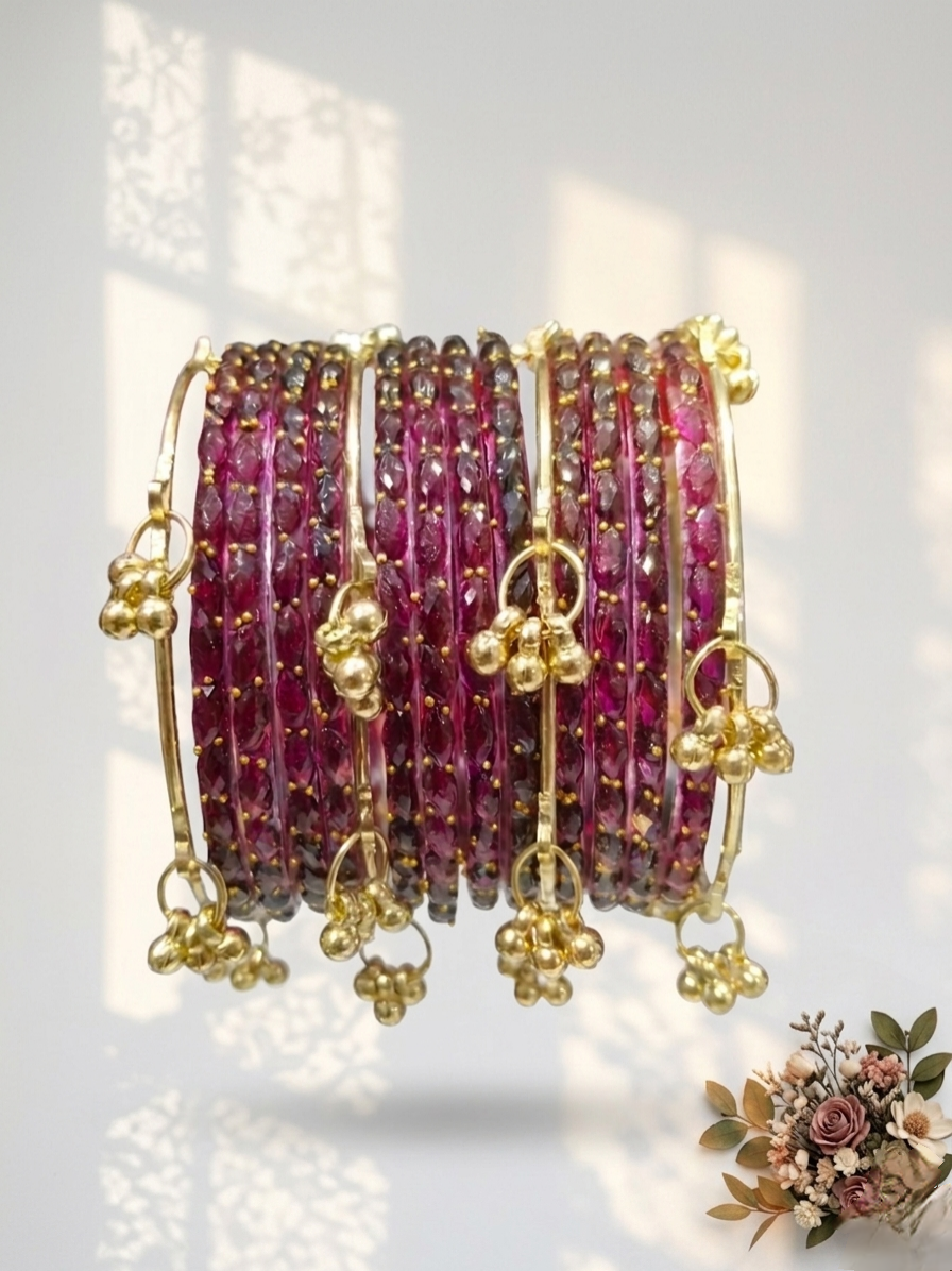 Trending Mehrun Kashmiri Bangles with Gold Ghungroo Charms✨