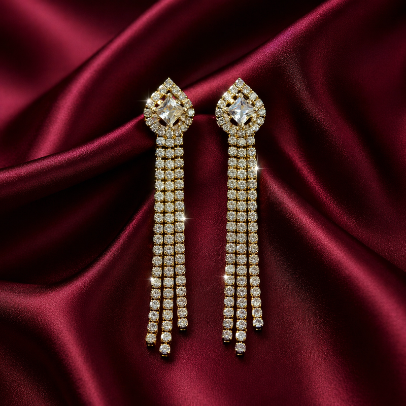 Luxury Anti-Tarnish Teardrop Crystal Tassel Earrings✨