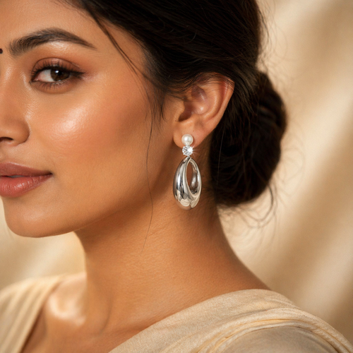 Anti-Tarnish Silver Hoop Earrings with Crystal & Pearl Studs