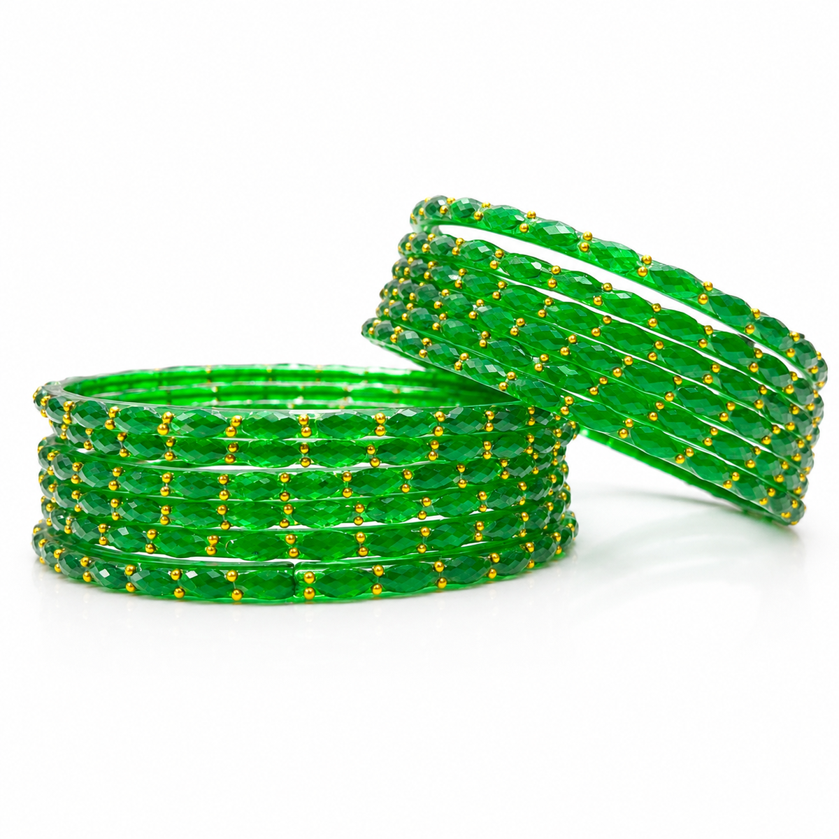 Anti Tarnish Stylish Green Crystal Bangles Set for Women & Girl| Set of 12Pcs