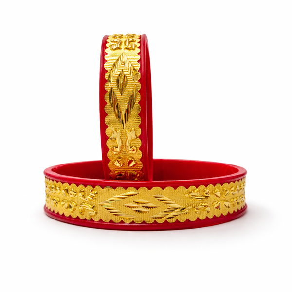Classic Red Gold Crystal Bangles – Premium Bridal Styleles