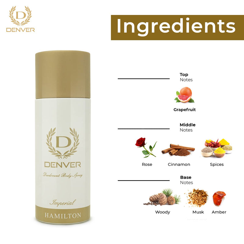 Denver Imperial Deodorant 150 ML Each,| Long Lasting Deodorant Body Spray For Men