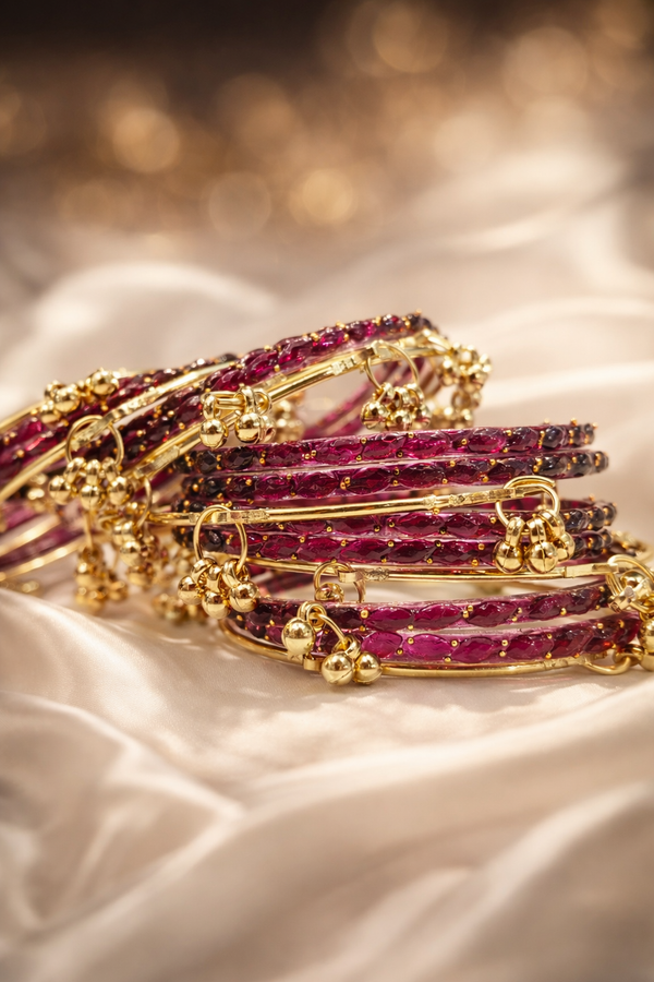 Trending Mehrun Kashmiri Bangles with Gold Ghungroo Charms✨